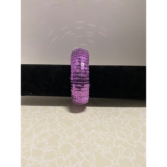 Sequin Embellished Womens Fashion Bangle Bracelet Purple Sparkle Statement Jewel - Picture 8 of 8